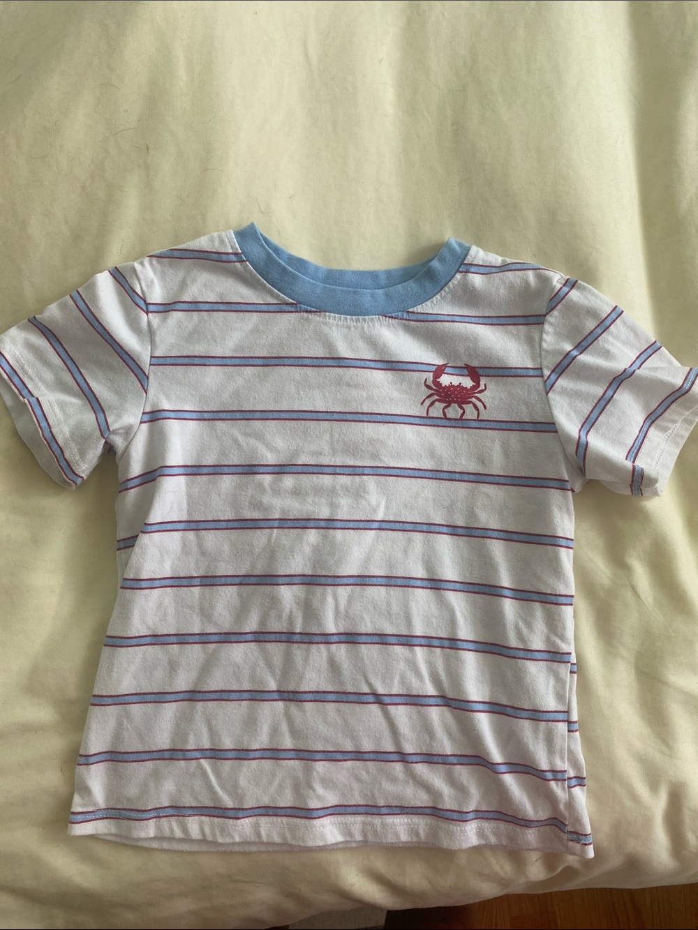 Striped Tee with Crab Graphic